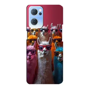 Чохол з принтом стильні тварини для OPPO Reno7 5G (Лами в окулярах)