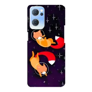 Чехлы с картинкой Лисички для Oppo Reno7 5G (VPrint) (Лисички космонавты)