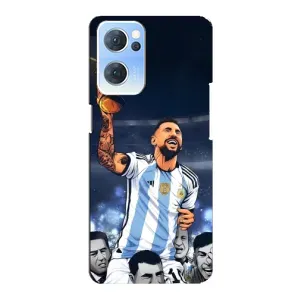 Чехлы для Oppo Reno7 5G (Leo чемпион) (AlphaPrint) (Месси с кубком)