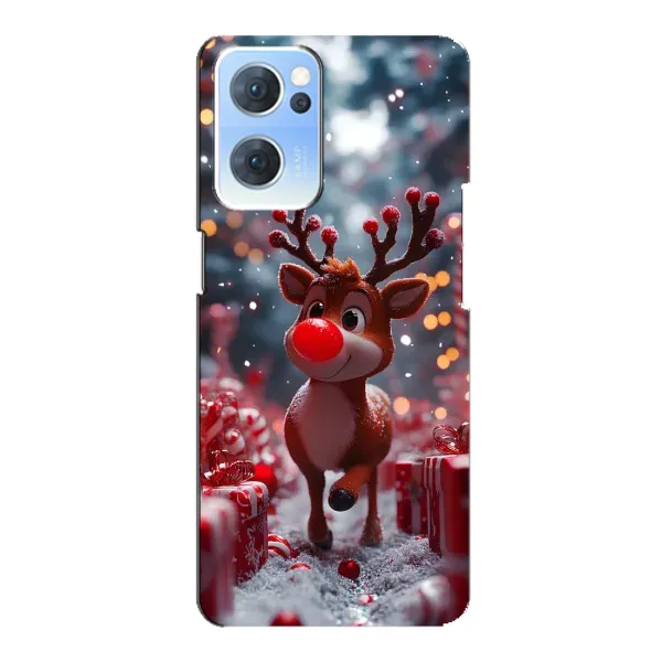 Чохол з принтом «Олень серед подарунків» для OPPO Reno7 5G