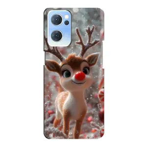 Яркий чехол для Oppo Reno7 5G с Зимними Оленятами