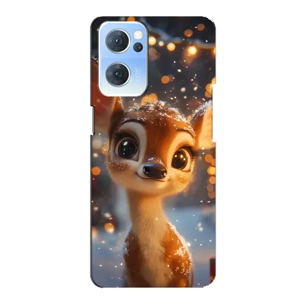 Чохол з принтом «Оленятко серед гірлянд» для OPPO Reno7 5G