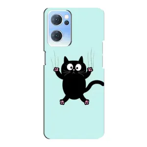 Чехол с принтом для Oppo Reno7 5G (AlphaPrint) Модные коты (Падающий кот)