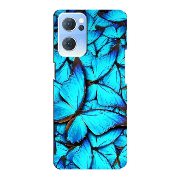 Чехол с принтом «Синие бабочки» для OPPO Reno7 5G