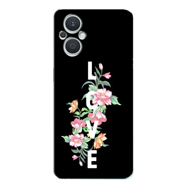 Чехол с принтом «Цветы LOVE» для OPPO Reno7 Lite (5G)