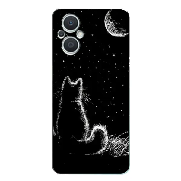 Чехол с принтом «Котик и луна» для OPPO Reno7 Lite (5G) Чехол с принтом «Котик и луна» для OPPO Reno7 Lite (5G)