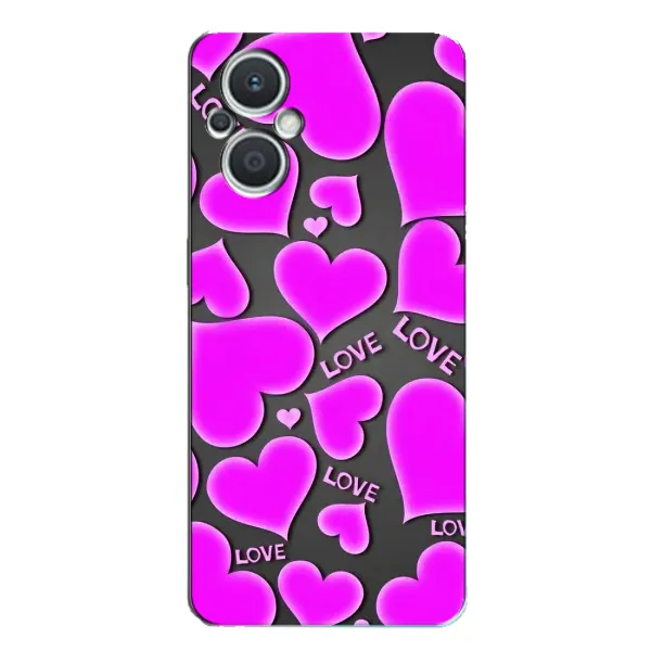Чехол с принтом «Pink hearts» для OPPO Reno7 Lite (5G)