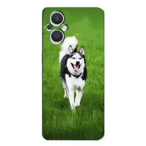 Чехол с Хаски для Oppo Reno7 Lite (5G) - (AlphaPrint) (Радостный Хаски)