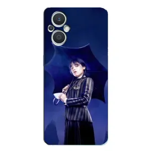 Чехлы Венсдей на Oppo Reno7 Lite (5G) Уэнсдей (AlphaPrint) (Уэнздей с зонтом)