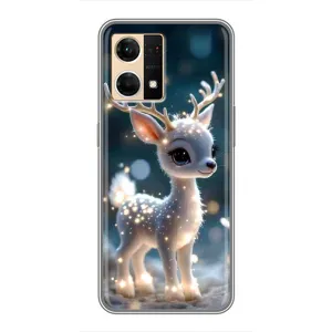 Яркий чехол для OPPO Reno7 Pro 5G с Зимними Оленятами (Блестящий олененок)