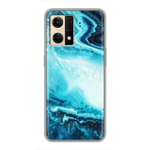 Мраморный чехол на Oppo Reno7 Pro 5G (VPrint) (Голубой мрамор)