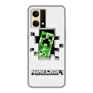 Чехол Майнкрафт на Oppo Reno7 Pro 5G (AlphaPrint) Minecraft (крипер Майнкрафт)