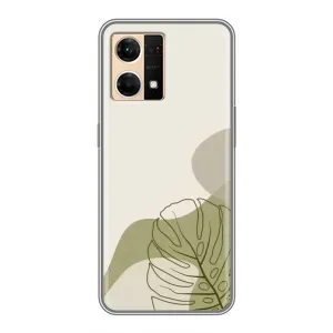 Силиконовый чехол с принтом в цветах на Oppo Reno7 Pro 5G (Зеленая монстера дизайн)