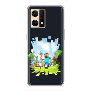 Чехол Майнкрафт на Oppo Reno7 Pro 5G (AlphaPrint) Minecraft (персонажи Minecraft)