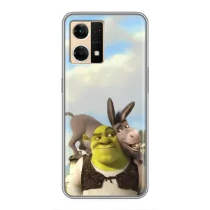 Чехол с мультфильмом Шрек на Oppo Reno7 Pro 5G (Шрек и Осел)
