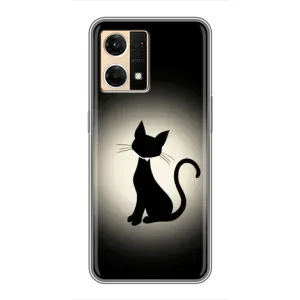Чехол с принтом для Oppo Reno7 Pro 5G (AlphaPrint) Модные коты (Силуэт котика)