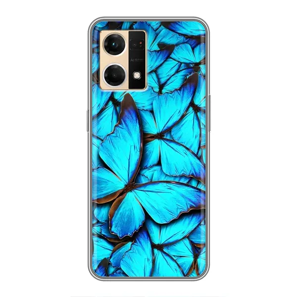 Чехол с принтом «Синие бабочки» для OPPO Reno7 Pro 5G