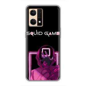 Чехол Гра в кальмара для Oppo Reno7 Pro 5G (Неоновый охранник игры)