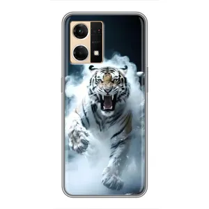 Чехол с картинкой «Хищники» для Oppo Reno7 Pro 5G (Белый тигр в дыму)