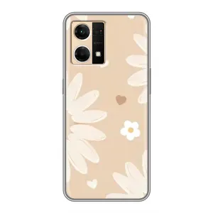 Чохол з квітковим принтом на OPPO Reno7 4G (Бежеві квіти)