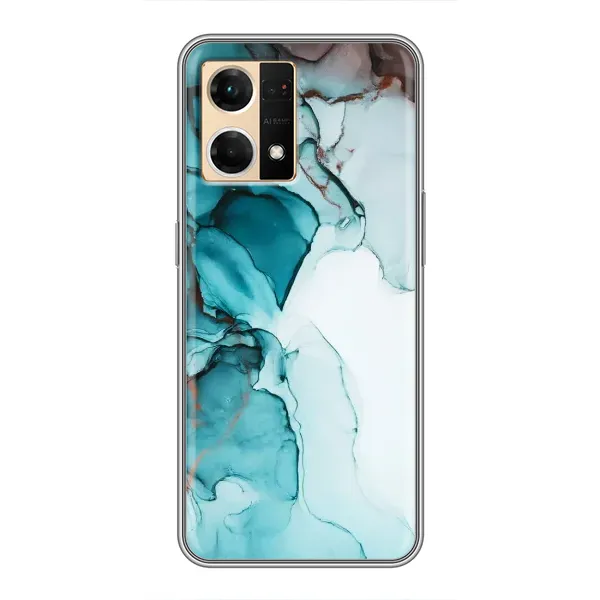 Чехол с принтом «Бирюзовый мрамор» для OPPO Reno7 4G