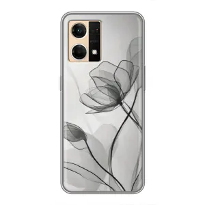 Чохол з квітковим принтом на OPPO Reno7 4G (Чорні квіти)