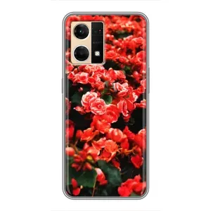 Чехлы с Цветами для Oppo Reno7 4G (VPrint) (Цветы красные)