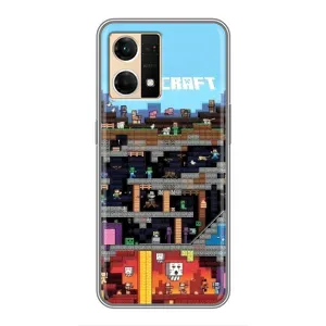 Чехол Майнкрафт на Oppo Reno7 4G (AlphaPrint) Minecraft (фон Minecraft)