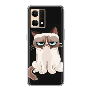 Чехол с принтом для Oppo Reno7 4G (AlphaPrint) Модные коты (Грустный кот)