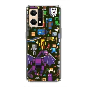 Чехол Майнкрафт на Oppo Reno7 4G (AlphaPrint) Minecraft (Коллаж Майнкрафт)