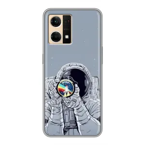 Чехол NASA для Oppo Reno7 4G (AlphaPrint) (Космонавт фото)