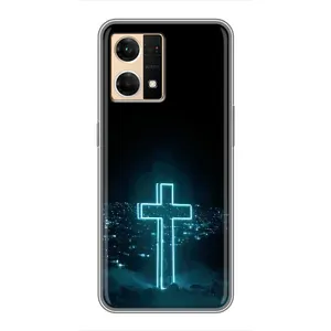 Чехол для Oppo Reno7 4G (AlphaPrint) - (Христианские) (Крест и город)