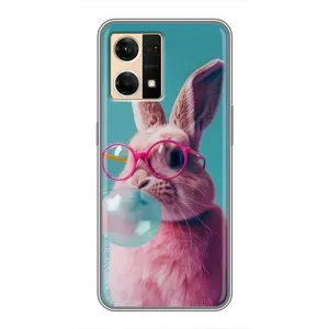 Чохол з принтом стильні тварини для OPPO Reno7 4G (Кролик в окулярах)