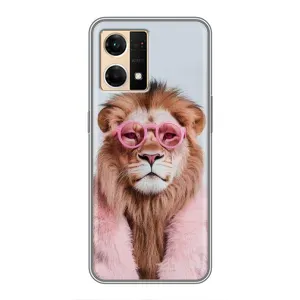 Чохол з принтом стильні тварини для OPPO Reno7 4G (Лев в окулярах)