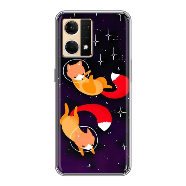 Чехол с принтом «Лисички космонавты» для OPPO Reno7 4G