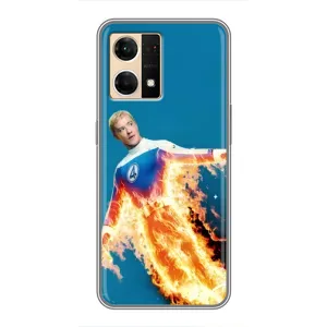 Чохол з принтом Фантастична четвірка для Oppo Reno7 4G (Людина-факел у вогні)