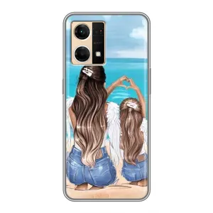 Чехол с печатью для Oppo Reno7 4G - (Мама с ребенком) (AlphaPrint) (Мама с доченькой)