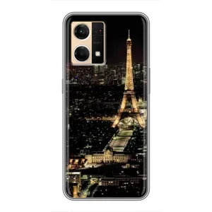 Чехол Эйфелева Башня для Oppo Reno7 4G - (AlphaPrint) (Ночной Париж)