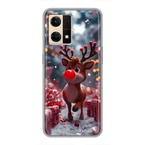 Яркий чехол для Oppo Reno7 4G с Зимними Оленятами (Олень среди подарков)