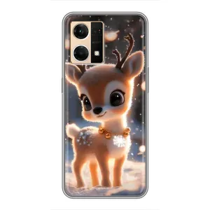 Яркий чехол для Oppo Reno7 4G с Зимними Оленятами (Олененок)