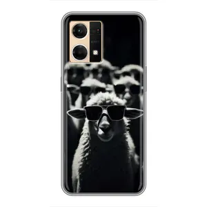 Чохол з принтом стильні тварини для OPPO Reno7 4G (Овечка в окулярах)