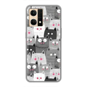 Чехлы с Котиками для Oppo Reno7 4G (VPrint) (Рисованные котики)