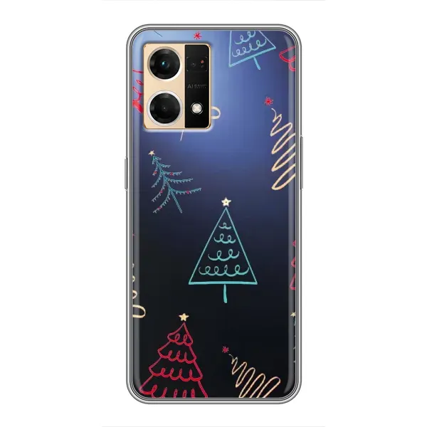 Чехол с принтом «Рождественские елки» для OPPO Reno7 4G Чехол с принтом «Рождественские елки» для OPPO Reno7 4G