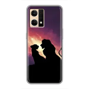 Чохол Король лев на OPPO Reno7 4G (Силует Сімба і Налу)