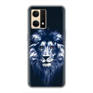 Чехол со Львом для Oppo Reno7 4G (VPrint) (Синий Лев)