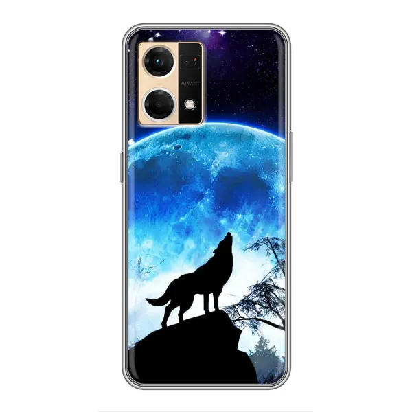Чехол с принтом «Волк на луну» для OPPO Reno7 4G