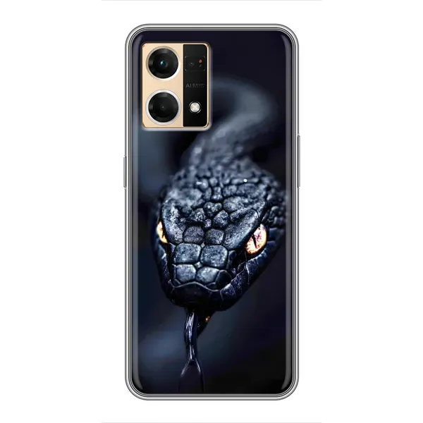 Чехол с принтом «Черная змея» для OPPO Reno7 4G Чехол с принтом «Черная змея» для OPPO Reno7 4G