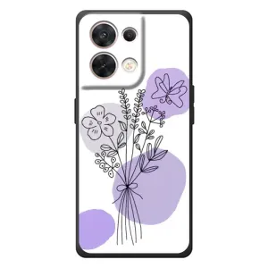 Силконовий чохол з принтом в квітах на OPPO Reno 8 5G (Букет фіолетова абстракція)