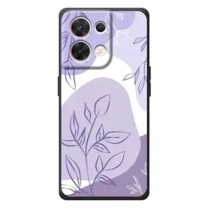 Силконовий чохол з принтом в квітах на OPPO Reno 8 5G (Фіолетове листя абстракція)