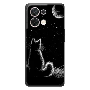 Чохол з принтом для OPPO Reno 8 5G (AlphaPrint) Модні коти (Котик і місяць)